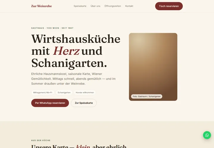 Example website for a restaurant