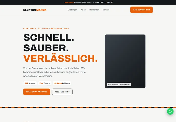 Example website for an electrician